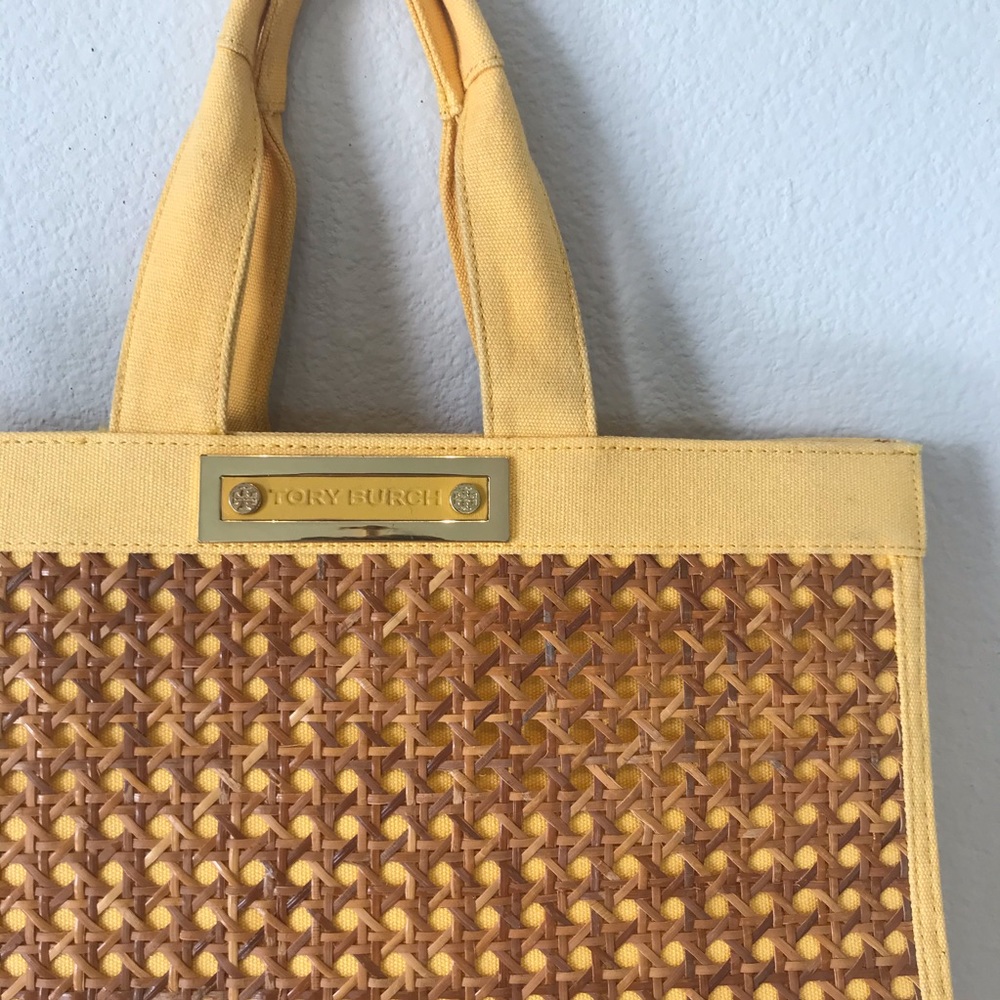 Tory Burch wicker yellow tote bag - Picture 3 of 8